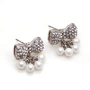 Smiling beauty bow Pearl Earring earrings fashion earrings ear jewelry girl Korean girl # 358734