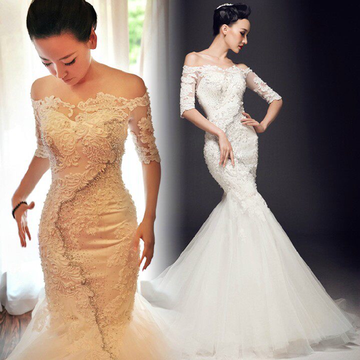 lease fish tail half sleeve Off Shoulder Lace outdoor bride Wedding dress bride wedding Fishtail wedding dressin the Women's clothing/Boutique , Wedding/Cheongsam/Formal dress , Wedding  category - from Buy2taobao.com to provide professional Taobao agent buy service