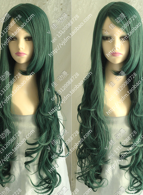 cosplay假发假毛 墨绿色长卷发橘友雅/美少女战士海王满/妮露长发