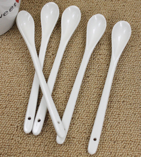 居家家创意长柄陶瓷小勺子调味搅拌勺咖啡勺K1199婴儿特价咖啡勺