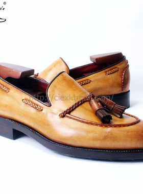 ci'e(其艾）圆头编织流苏小穗吊坠乐福套脚皮底意大利固特异定制