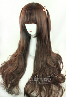 清仓kyouko假发日常洛丽塔 网红可爱收脸深棕色自然大波浪中长卷