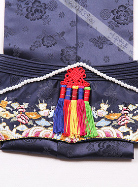 韩国原装进口藏蓝色洋缎子高档绣花帽子/新娘婚礼帽子/H-P01643