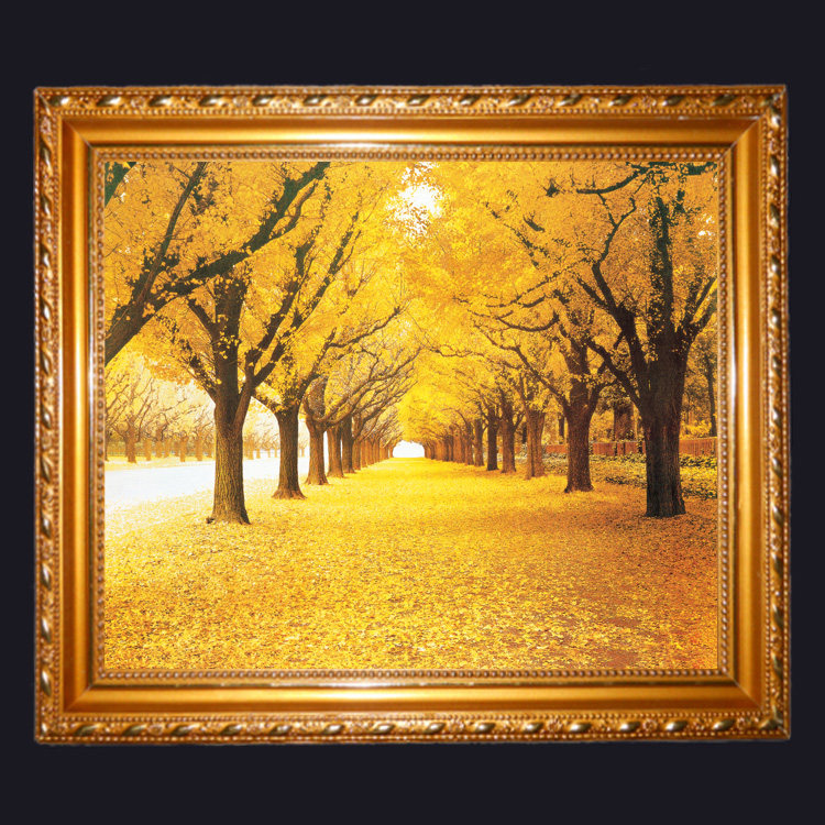 银杏树 树林 金灿灿 壁画 挂画 油画 家居 客厅装饰画 墙画 画