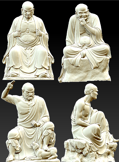 圆雕图 三维立体 stl 3D打印 模型 精雕图 灰度图/4个罗汉