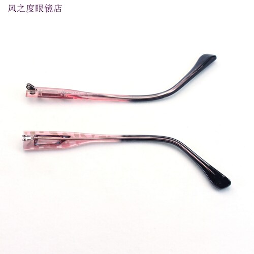 眼镜腿配件板材镜腿0093偏心双牙距1.5mm黑+透明粉腿宽11.8