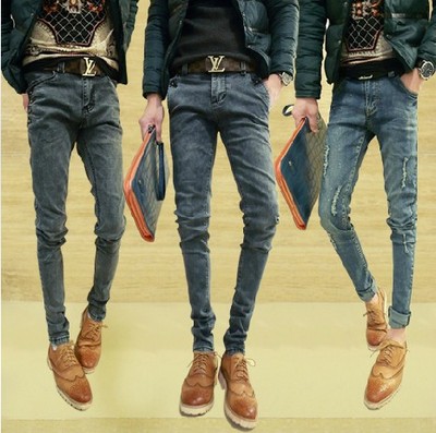 林弯弯弹力修身小脚牛仔裤男士显瘦铅笔长裤秋
