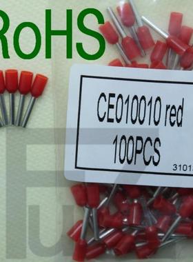 管型端子CE010010 针型端子1平方红色UL RoHS100只/包