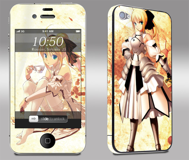 Æ»¹ûiPhone4/4S/5´ú 5SÍ´»ú/ÌùÖ½ Ê¥±Õ½ÕùsaberÌùĤ¶¯Âþ²ÊĤ²ÊÌù