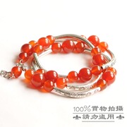 Handmade beaded jewelry DIY kit natural red agate miaoyin retro silver ethnic Tibetan silver bracelets