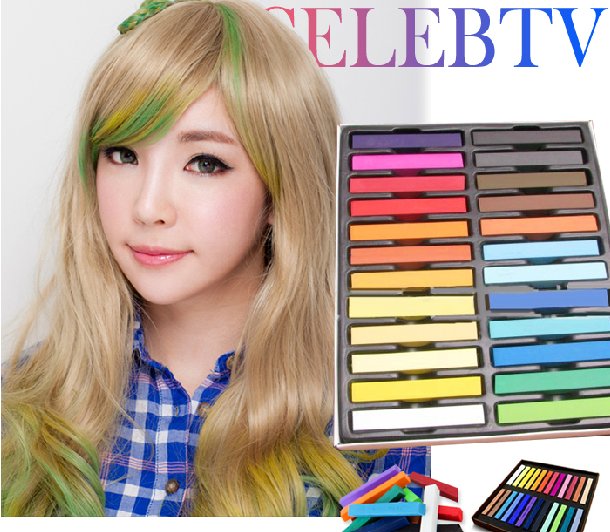 出售24色染发粉笔 染发笔 染发棒 染发粉饼 染发膏Hair chalk