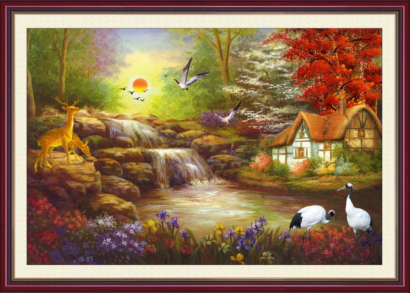 197油画装饰画墙画挂画427油画风景 漂亮的风景油画 ps海报印制