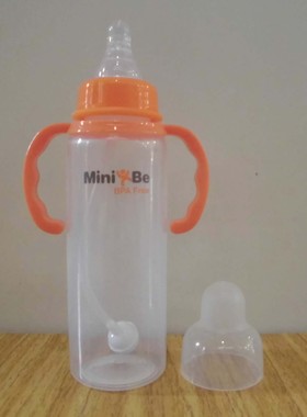包邮香港minibe 双柄直筒奶瓶配自动吸管 270ml 标准口径奶瓶1205