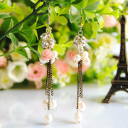 Bags handmade DIY jewelry earrings material hanging around wallet diamond tassel earrings ear wire fashion retro Pearl Earrings