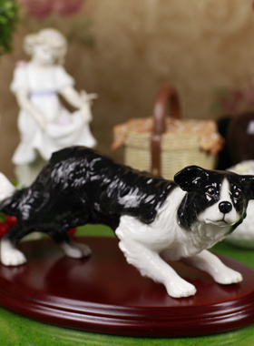 英国陶瓷田园风生日礼品仿真狗