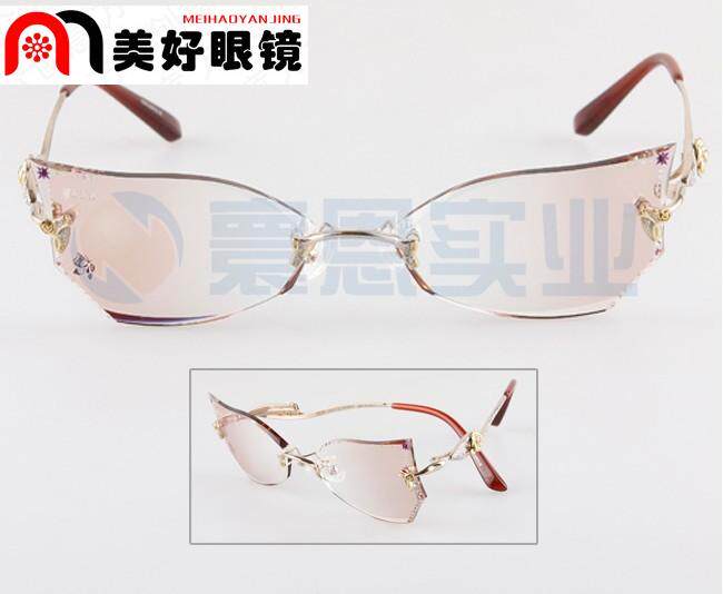 支持验货 正品YEIN韩国魅影无框切边镶钻眼镜NO.939蝴蝶款女款