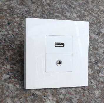 免焊3.5耳机 免焊接USB 组合式86型三位墙插面板 多媒体弱电面板