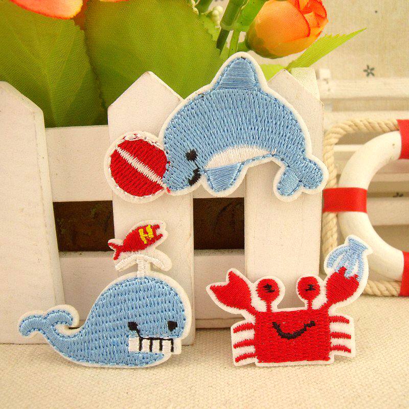 198卡通布贴 DIY装饰熨烫背胶刺绣补丁贴小螃蟹小海豚 海洋世界在类目 居家布艺, 缝纫DIY材料、工具及成品, 缝纫DIY配件/辅料/配饰, 布贴中 - 来自Buy2taobao.com提供专业的淘宝代购服务