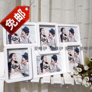 影楼婚纱儿童6格创意相框摆台组合 全家福5寸6张连体相架 包邮