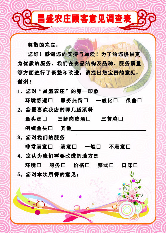 640海报印制海报展板素材958顾客意见调查表