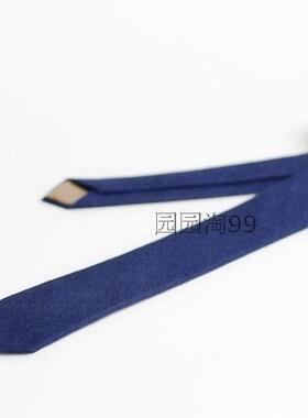 英式欧美收藏靛蓝复古棉麻布亚麻手工深蓝牛仔蓝色领带呔窄版TIE