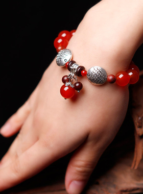 天然红玛瑙配饰本命年手串