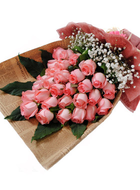 全国送花33朵粉玫瑰花生日鲜花速