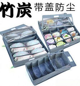 全店两件免邮竹炭透明盖拉链收纳盒内衣盒文胸盒整理盒收纳三件套