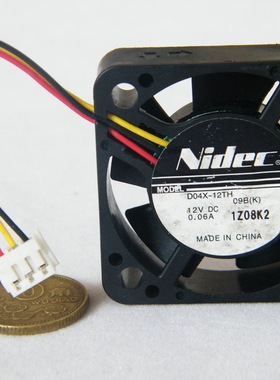 日本 Nidec 12V 0.06A 4.2CM 4010双滚珠轴承散热风扇 D04X-05TH