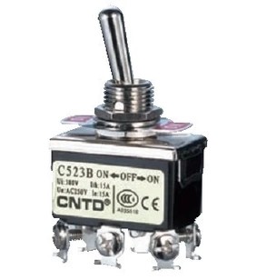 钮子开关 6脚3档 双刀双掷 C523B 15A摇头摇臂开关