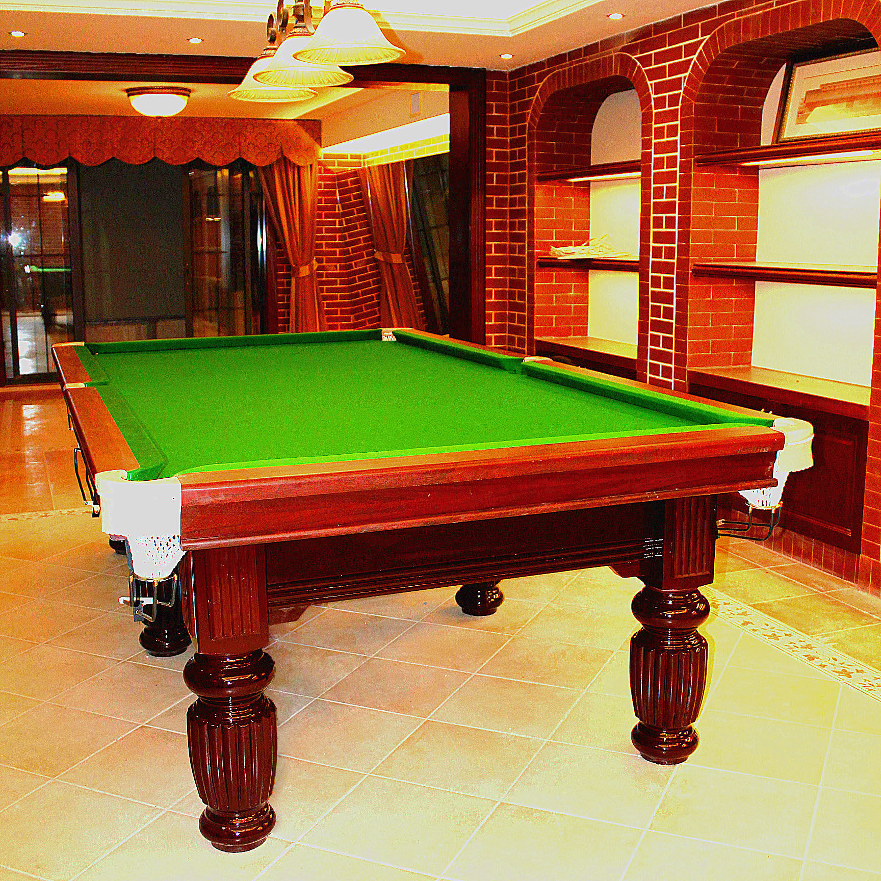 正品球动力美式黑八台球桌 黑8十六彩青石板台面实木库边桌球案子