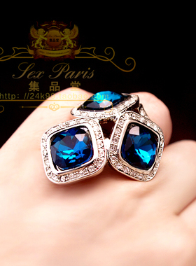 韩国欧美款饰品夸张超闪方形戒指