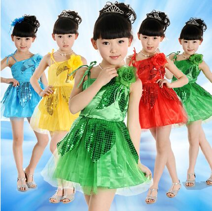 儿童演出服装女童表演服装现代亮片纱裙公主裙幼儿舞蹈演出服装女