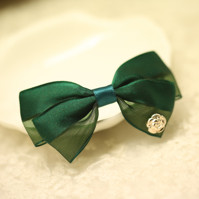 优质雪纱清新手工小蝴蝶结发夹盘发头花饰品卡子边夹发圈发饰