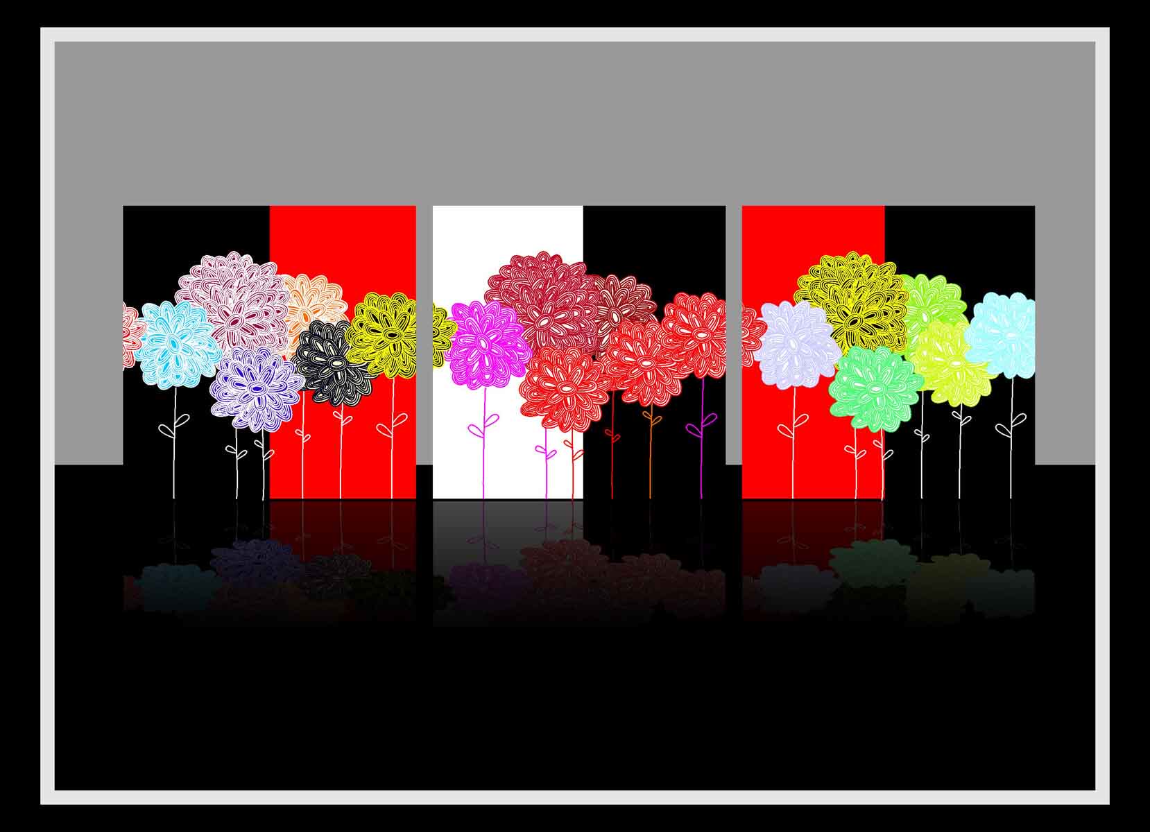 179无框装饰画墙画挂画壁画798七色花矢量贴挂画 cdr海报印制