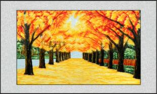 客厅餐厅各地立体装 仿手工绣 高雅富贵 黄金满地 饰品 丝线绣成品