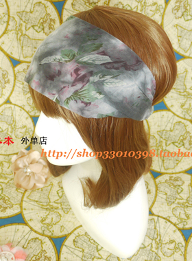 欧美风橙色花朵双层棉麻发带