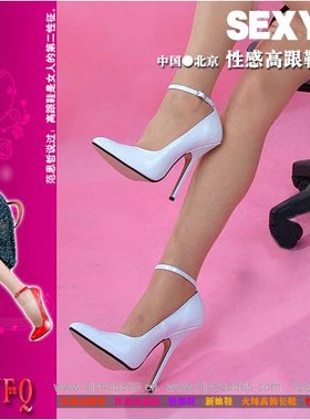丝足养生◆14CM超高跟性感 白色亮光面情趣高跟鞋船鞋B-04W(现货)