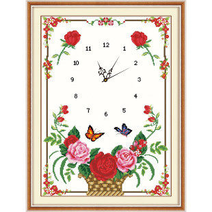 机绣十字成品钟表繁花似锦钟花篮表客厅竖版简约现代家居家用绣好,居家布艺,十字绣套件,淘宝优惠券,粉丝福利购,淘宝优惠卷