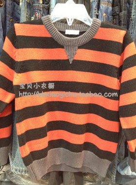 jacadi亚卡迪外贸原单 红黑相间横条纹毛衣