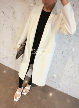 Uone手工定制春季女装白色薄款大衣风衣长款宽松显瘦外套休闲女式