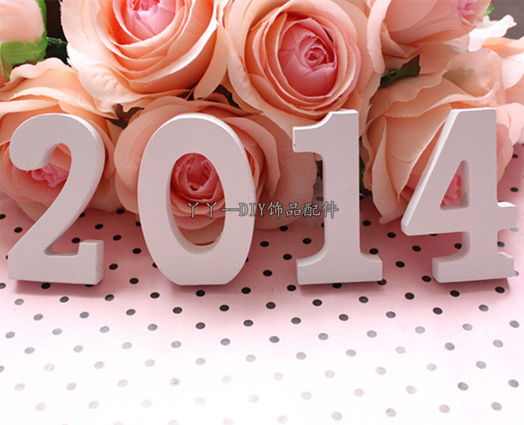 10个纯白色数字木质简约现代英文字母摆件家居婚庆装饰拍摄道具