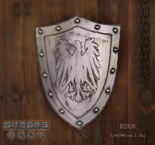 骑士中世纪盔甲盾牌古代道具模型复古酒吧仿古墙面挂饰原创新品
