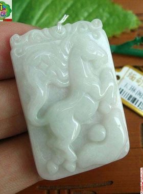 87034玉琳阁 实物拍图 缅甸天然翡翠玉A货马上发财大吊坠