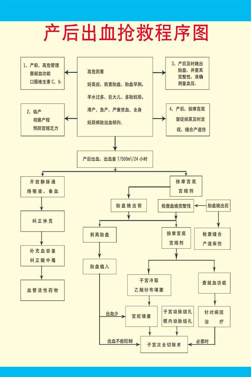 55医院门诊部所卫生站海报展板43产后出血抢救程序图1海报印制