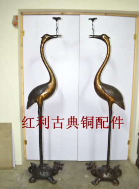 纯铜烛台摆件仙鹤
