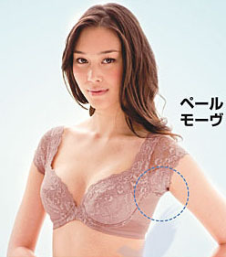 日本原单 独家精美带蕾丝袖前扣背心式文胸内衣美背收副乳80D85C