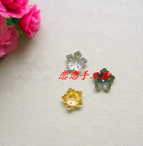 特价古风发簪DIY饰品配件饰品材料16mm白K/金/金色五叶花帽花托