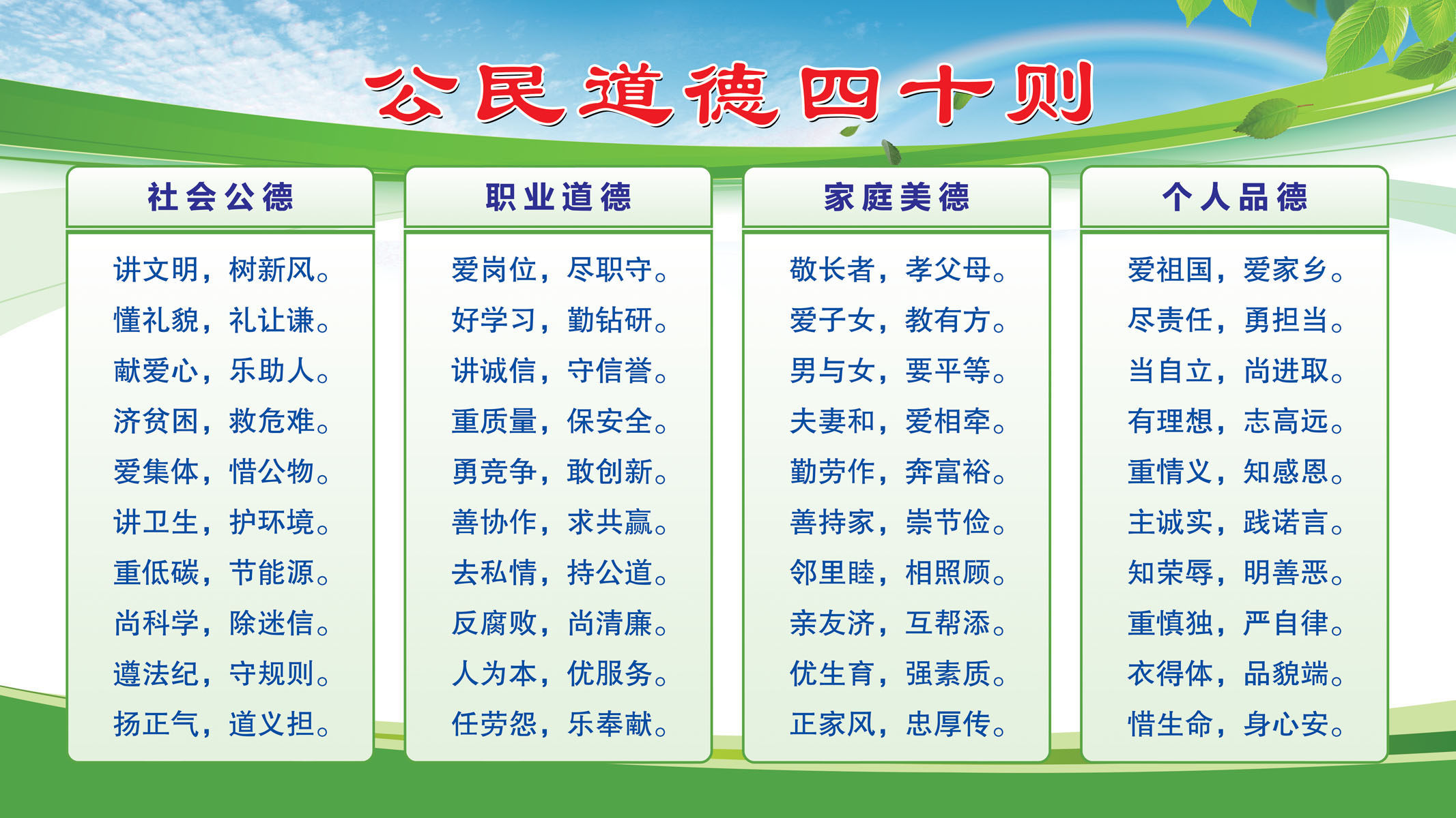 634海报印制海报展板素材273公民道德四十则