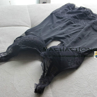 欧美大牌罩杯带钢圈吊带睡裙性感时尚 套装 网纱蕾丝睡衣配丁字裤